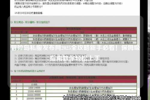 冒险岛私服发布网2025全攻略新手必看!保姆级指南教你轻松上手